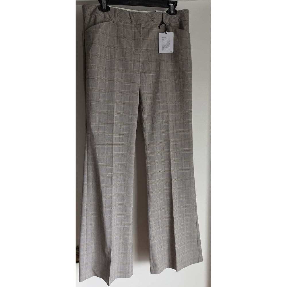 The Editor‎ Women's Dress Pants Size 8 Plaid Brown Polyester Blend 32in Inseam